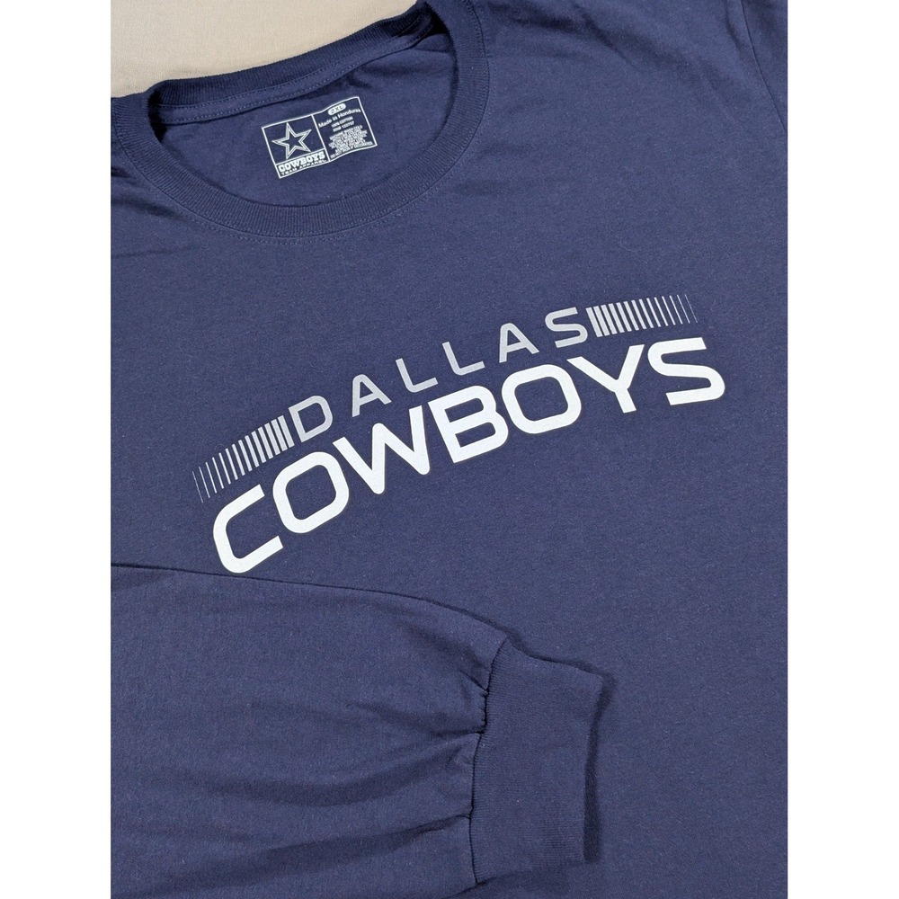 Dallas Cowboys Shirt Men's Long Sleeve Blue Navy White Practice T-Shirt